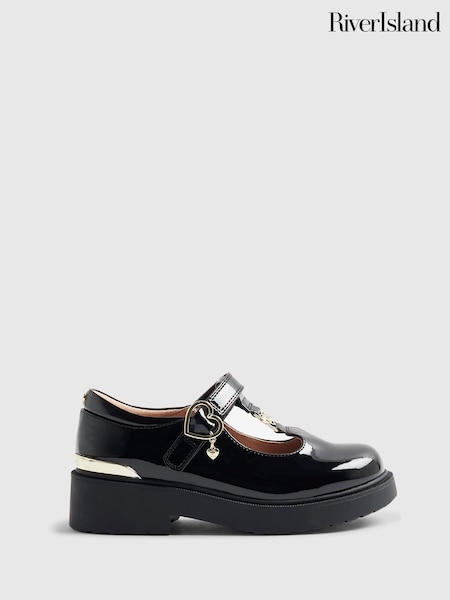 Black - River Island Chunky Mary Jane School Shoes