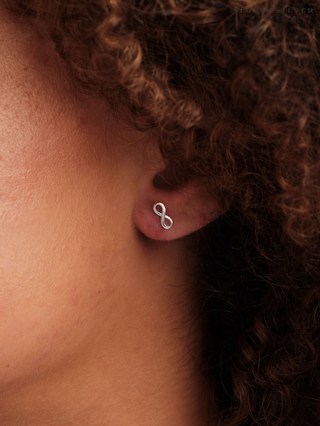 925 Sterling Silver - Simply Silver Mini Infinity Stud Earrings