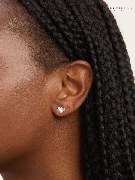 925 Sterling Silver - Simply Silver Polished Bee Stud Earrings