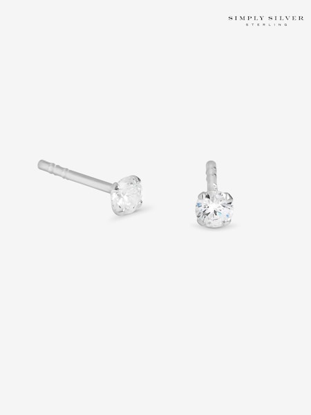 925 Sterling Silver - Simply Silver 3mm Brilliant Round Stud Earrings
