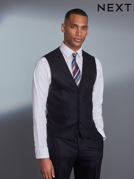 Black Signature Tollegno Wool Suit Waistcoat (M54042) | €54