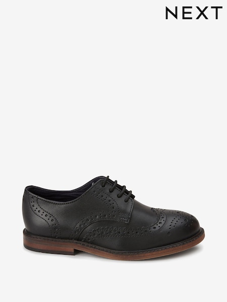 Black Wide Fit (G) Leather Laceup Brogue Shoes (M55866) | €41 - €58