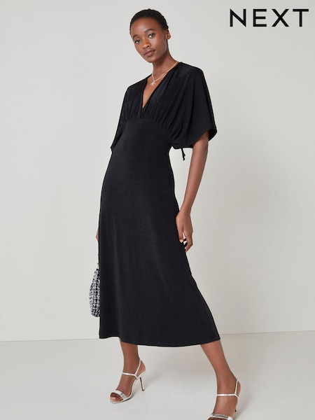 Black Volume Sleeve Midi Dress (M56469) | €22