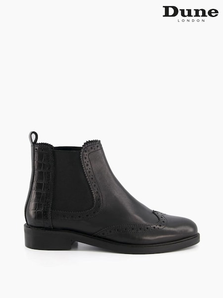 Dune London Black Quest Brogue Detail Chelsea Boots (M56974) | €32