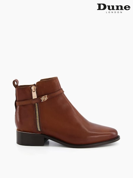 Dune London Brown Standard Fit Pap Buckle Trim Ankle Boots (M57029) | €65