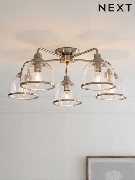 Brushed Chrome Gloucester 5 Light Flush Ceiling Light (M57907) | €192