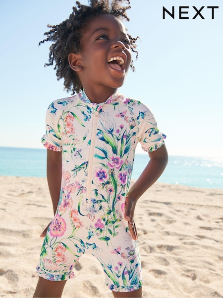 Ecru/Pink Sunsafe Swimsuit (3mths-7yrs) (M59029) | €8 - €10