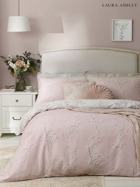 Laura Ashley Blush Pink Pussy Willow 100% Cotton Duvet Cover and Pillowcase Set (M59130) | €64 - €120