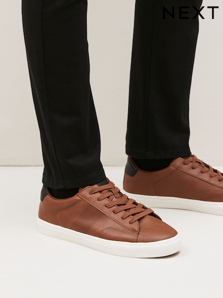 Tan Brown Regular Fit Perforated Side Trainers (M60937) | €12