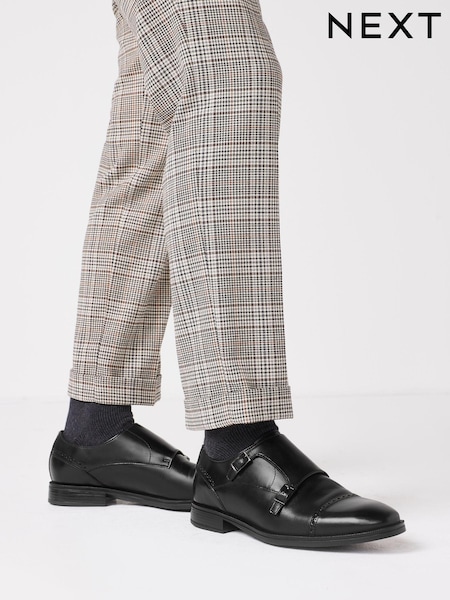 Black Signature Leather Double Monk Strap Shoes (M60942) | €22