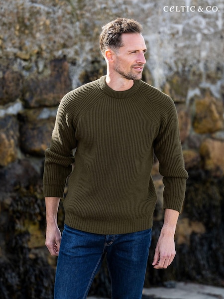 Grün - Celtic & Co.. Herren Fishermans Gerippter Pullover (M62149) | 126 €