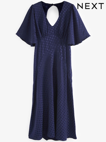 Темно-синий - Flutter Sleeve Midi Dress (M62257) | €26