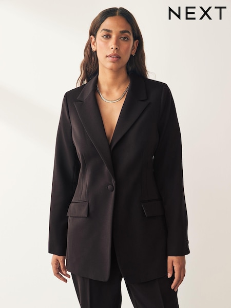 Black Tailored Fuller Bust Blazer (M62274) | AED231