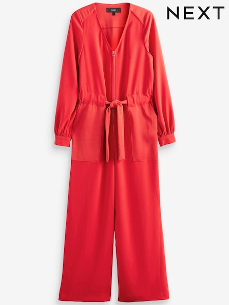 rdeča - Wide Leg Crepe Jumpsuit (M62446) | € 10
