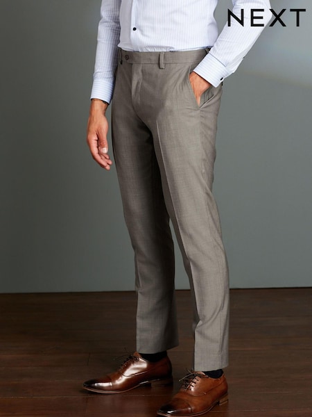 Taupe Slim Fit Signature Tollegno Wool Suit: Trousers (M62910) | €27