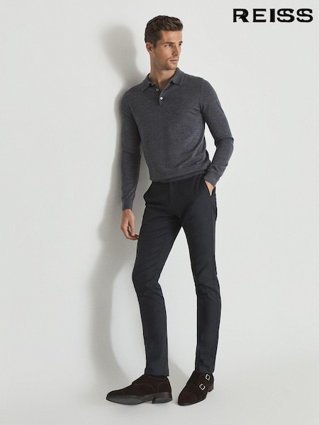 Reiss Grey Reiss Trafford Merino Wool Polo Shirt (M64230) | AZN 246