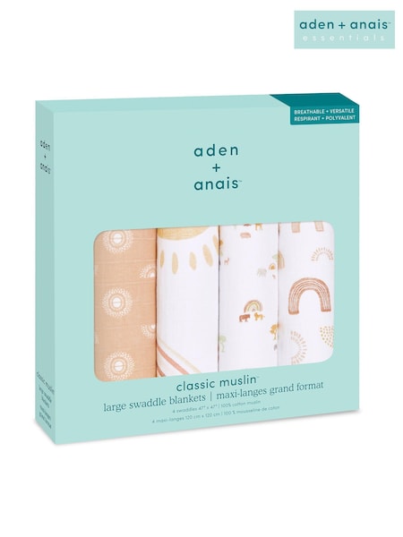 aden + anais Large 100% Cotton Muslin Blankets 4 Pack (M64342) | 372 LEI