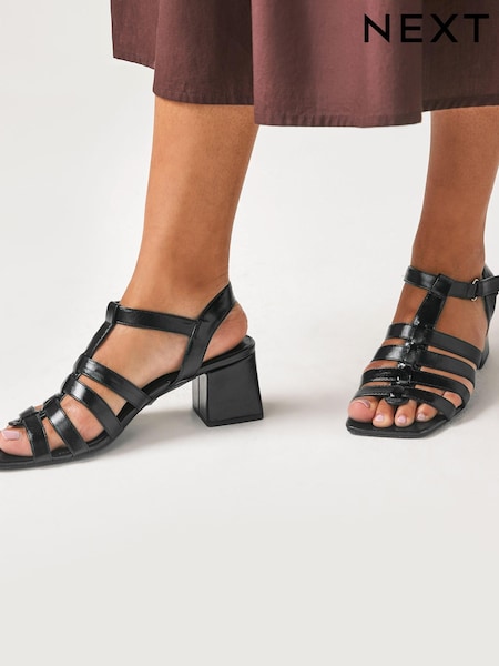 Black Regular/Wide Fit Forever Comfort® Gladiator Block Heel Sandals (M64648) | €14