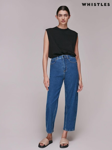 Whistles Blue High Waist Barrel Taper Leg Jeans (M65025) | €126