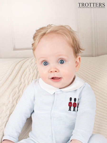 Trotters London Blue Stripe Hugo Sleepsuit (M65245) | €51