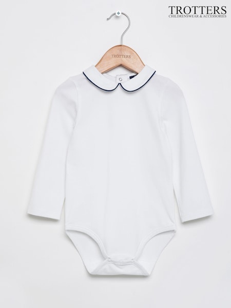 Trotters London Long Sleeve White Milo Piped Body (M66416) | €33