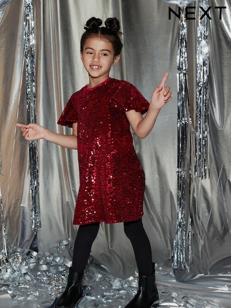 Красный - Velour Sequin Party Dress (3-16yrs) (M66864) | €13 - €17