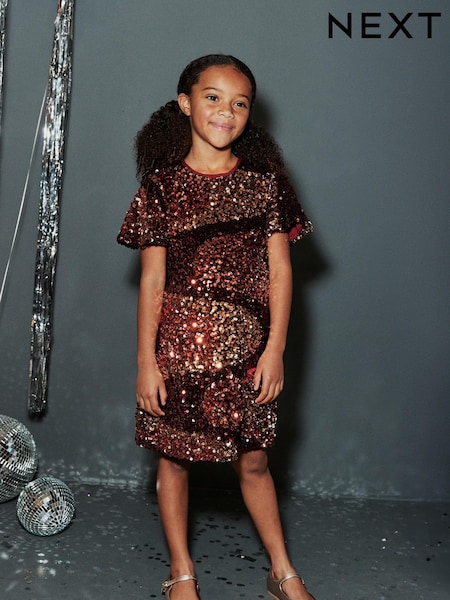 Velour Sequin Party Dress (3-16yrs) (M66867) | ‏9 ر.ع.‏