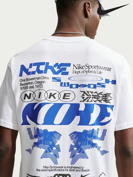 White/Blue - Regular Nike Multi Logo Graphic T-shirt