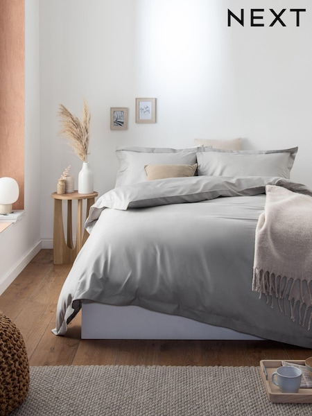 Grey Silver Cotton Rich Duvet Cover and Pillowcase Set (M67123) | €14 - €30