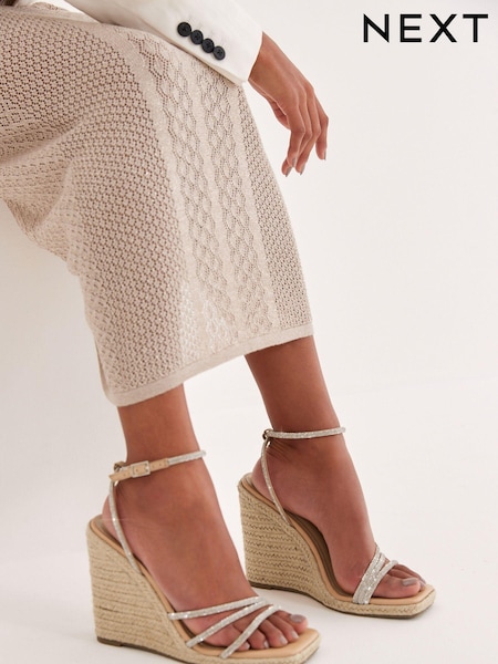 Nude Pink Forever Comfort® Bling Strap High Wedges (M68303) | €29