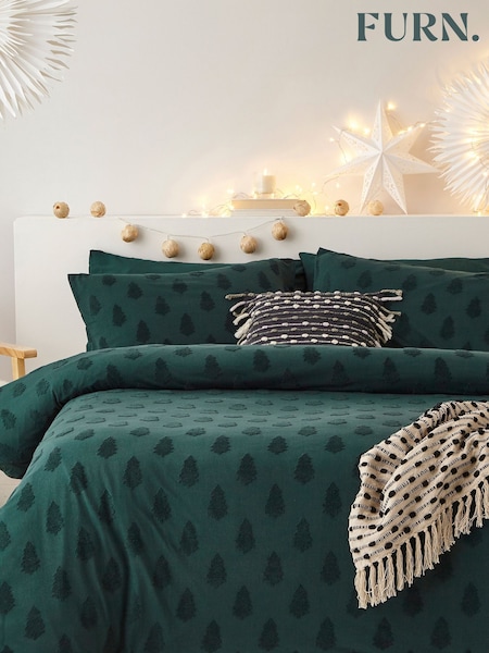 Furn Pine Tufted Tree Festive 100% Cotton Christmas Duvet Cover and Pillowcase Set (M69099) | 57 € - 110 €