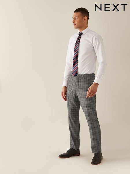 Grey/Brown Slim Fit Check Suit: Trousers (M69308) | €26
