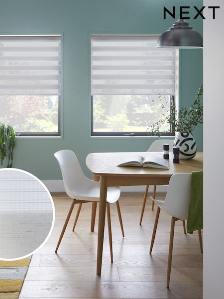 Light Grey Ready Made Woven Day And Night Zebra Roller Blinds (M69346) | €13 - €21