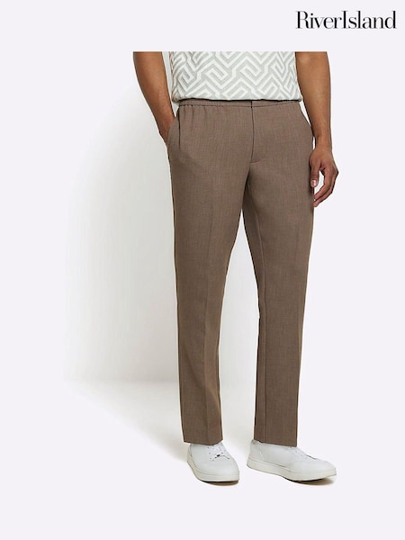 River Island Brown Elastic Ponte 100% Cotton Trousers (M69494) | 99 QAR