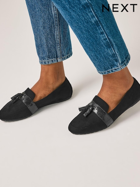 Mešanica črnih materialov - Forever Comfort® Cleated Tassel Loafers (M70083) | € 14