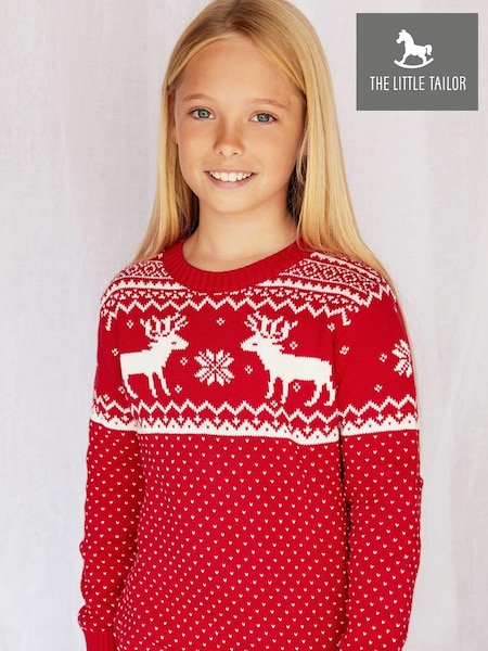 The Little Tailor Kids Christmas 100% Cotton Reindeer Pattern Jumper (M70600) | $69 - $74