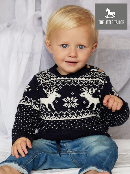 The Little Tailor Baby Christmas 100% Cotton Reindeer Fairisle Pattern Jumper (M70602) | €37