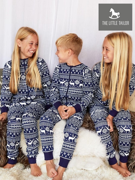 The Little Tailor Kids Reindeer Christmas Fairisle Pattern 100% Cotton All-In-One (M70643) | $44 - $46