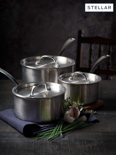 Stellar 3 Piece Silver Eclipse Saucepan Set (M71701) | €332