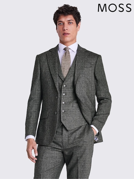 MOSS Pine Green Tailored Fit Pine Herringbone Suit Jacket (M72040) | €228