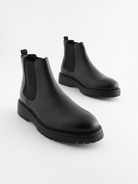 Black Leather Contrast Sole Chunky Derby Shoes (M72357) | €14