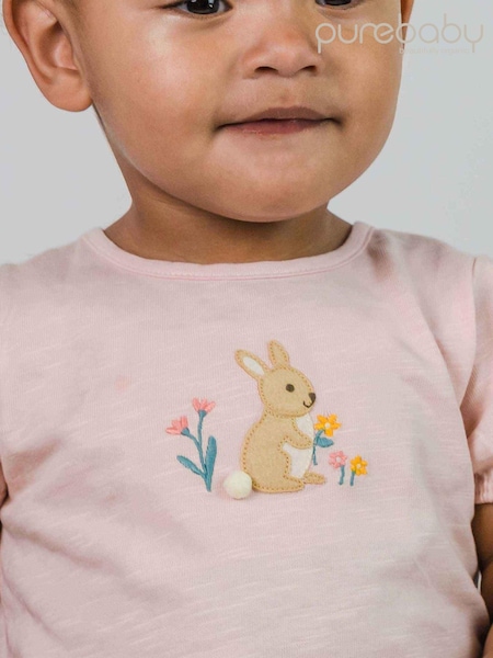 Purebaby Pink Bunny Puffed Sleeve T-Shirt (M73198) | €9