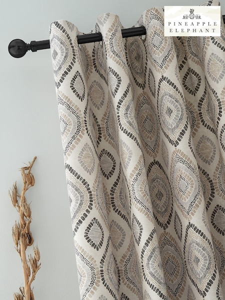 Pineapple Elephant Natural Ziri Eyelet 100% Cotton Curtains (M73480) | €19 - €53