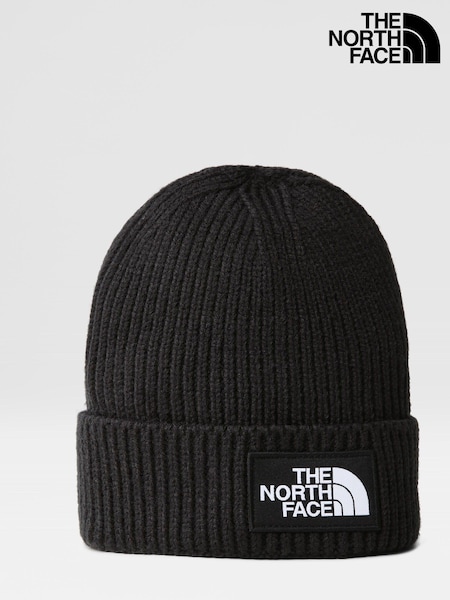 The North Face Black Kids Box Logo Cuffed Beanie (M74892) | $46