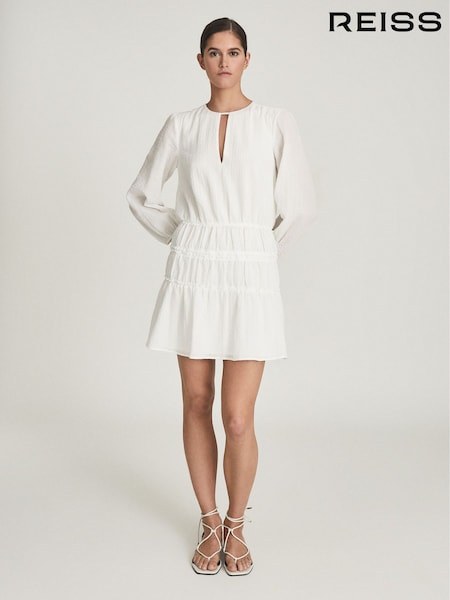 Reiss White Cia Long Sleeved Smock Dress (M75114) | €265