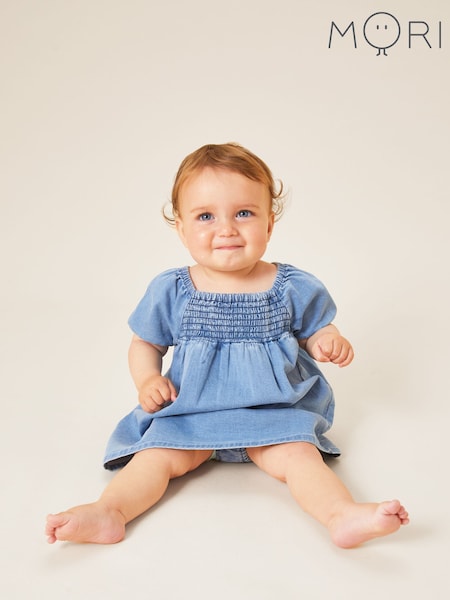 MORI Blue Organic Cotton Denim Chambray Soft Dress (M76602) | AED99
