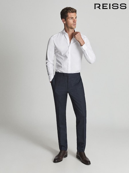 Reiss White Slim Fit Storm Two Fold Cutaway Collar 100% Cotton Shirt (M77031) | AED634