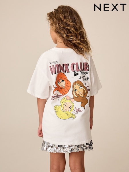 Blanco - Winx Glitter Oversized Graphic T-shirt (3-16yrs)