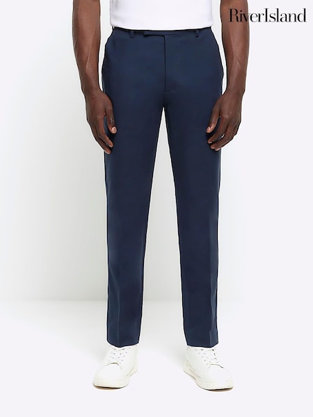River Island Blue Tapered Fit Chino Trousers With Belt Loops (M77639) | €50
