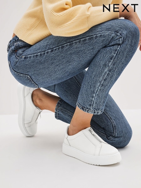 Белый - Signature Forever Comfort® Leather Chunky Zip Trainers (M78393) | €15